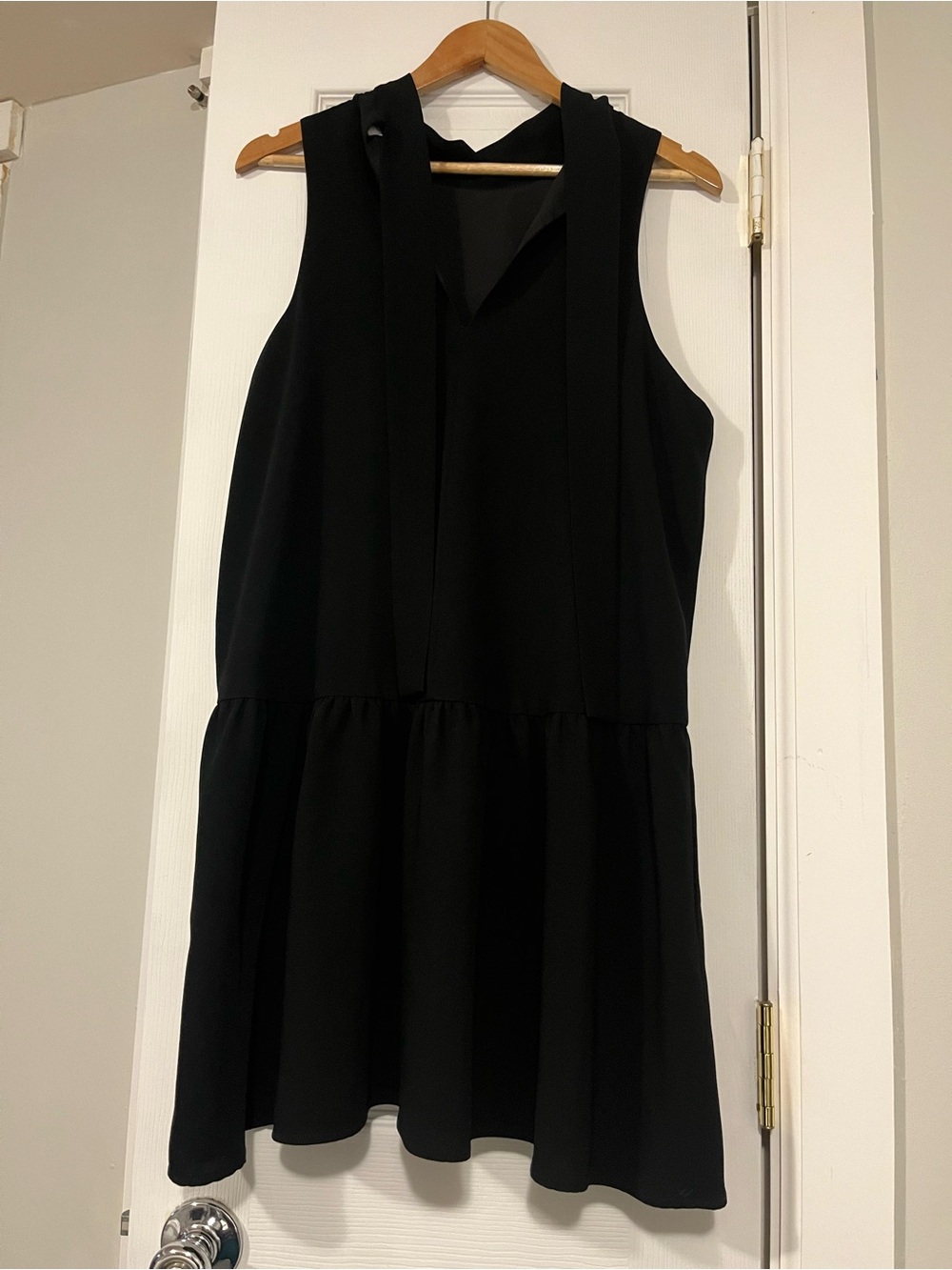 Elizabeth and James Black Sleeveless Tie-Neck Mini Dress
